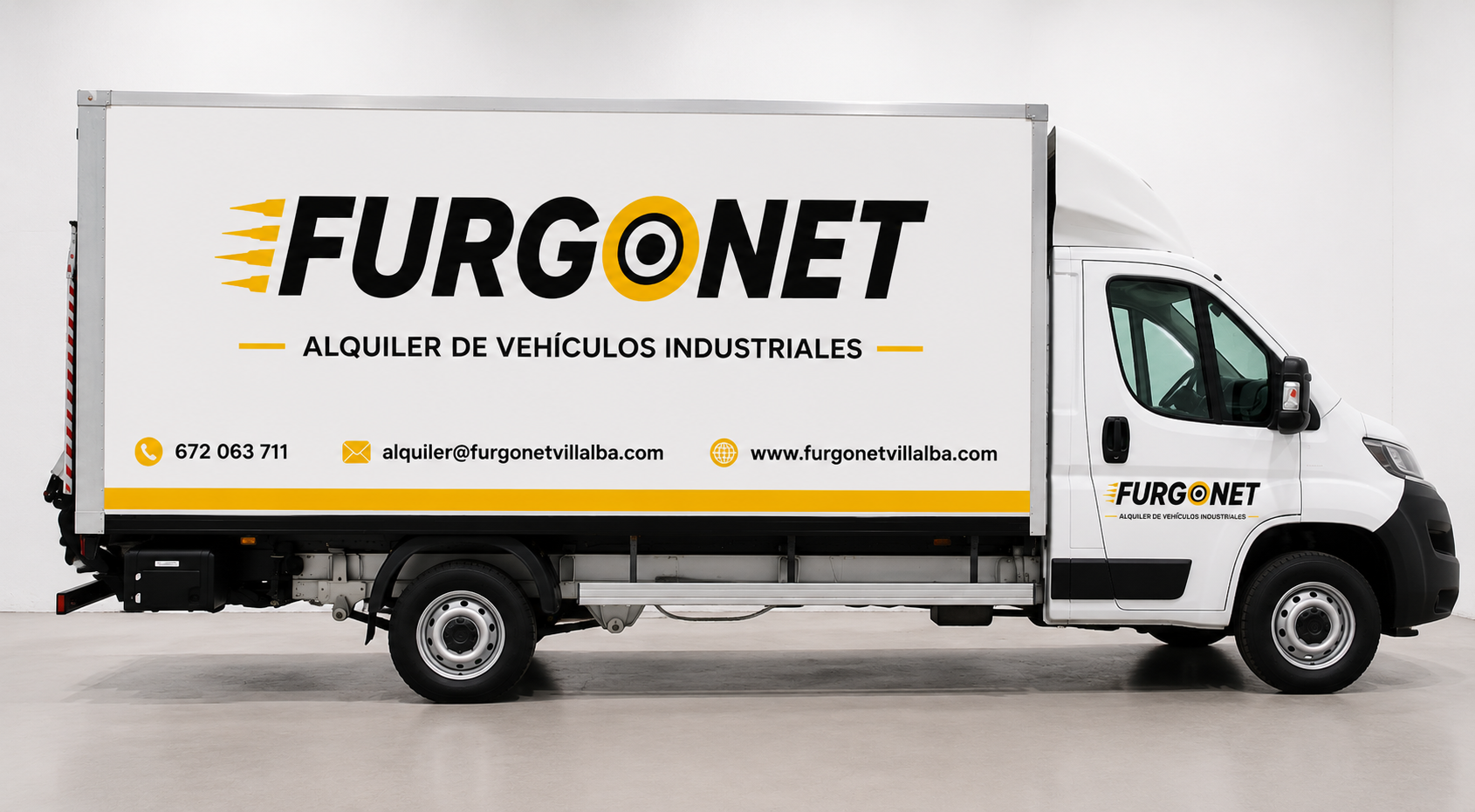 Fiat Ducato carrozada con plataforma elevadora FURGONET · alquiler Furgón carrozado con plataforma 16,5 m³ en Collado Villalba, Madrid