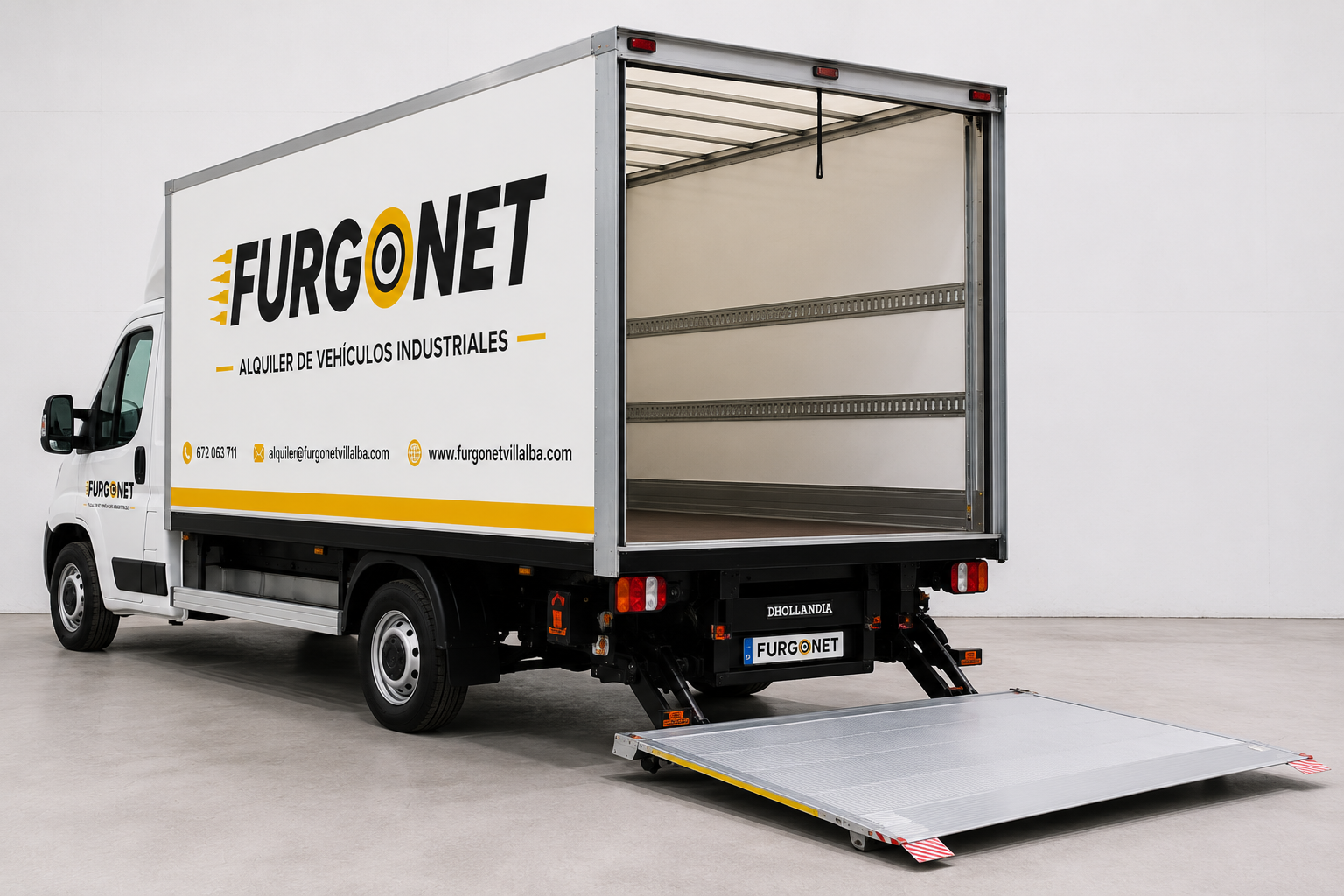 Fiat Ducato carrozada con plataforma elevadora FURGONET · alquiler Furgón carrozado con plataforma 16,5 m³ en Collado Villalba, Madrid · foto 3